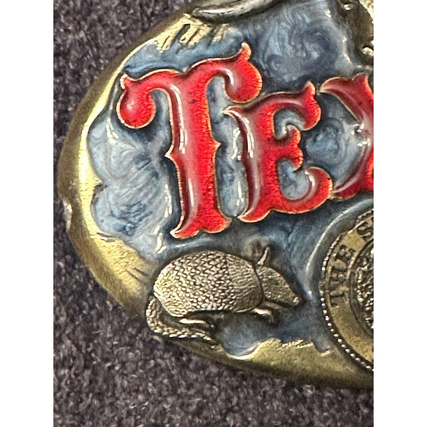 Texas State Seal Lone Star Longhorn Armadillo 1984 Great American Belt Buckle