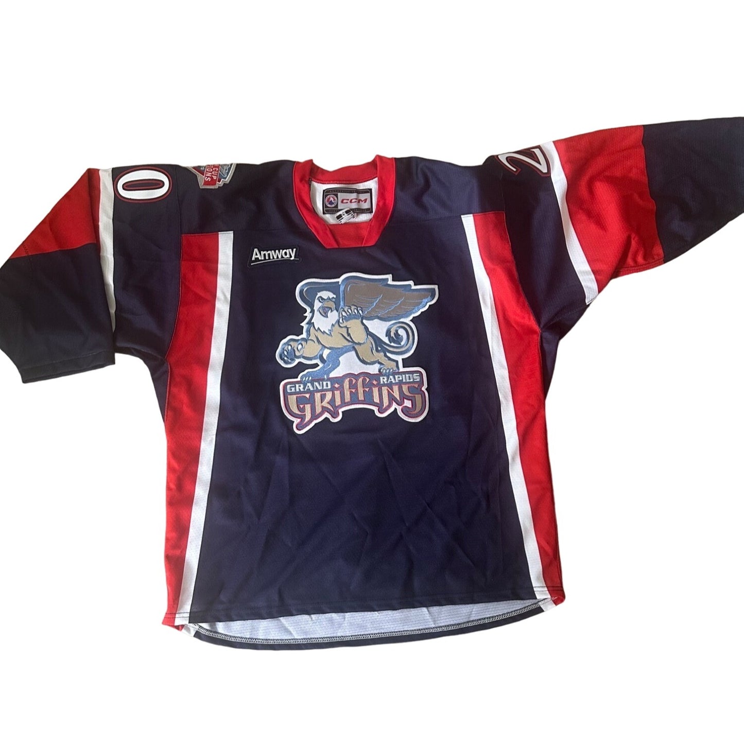 Grand Rapids Griffins Hockey Jersey Authentic CCM Amway Size 54 Red & Blue