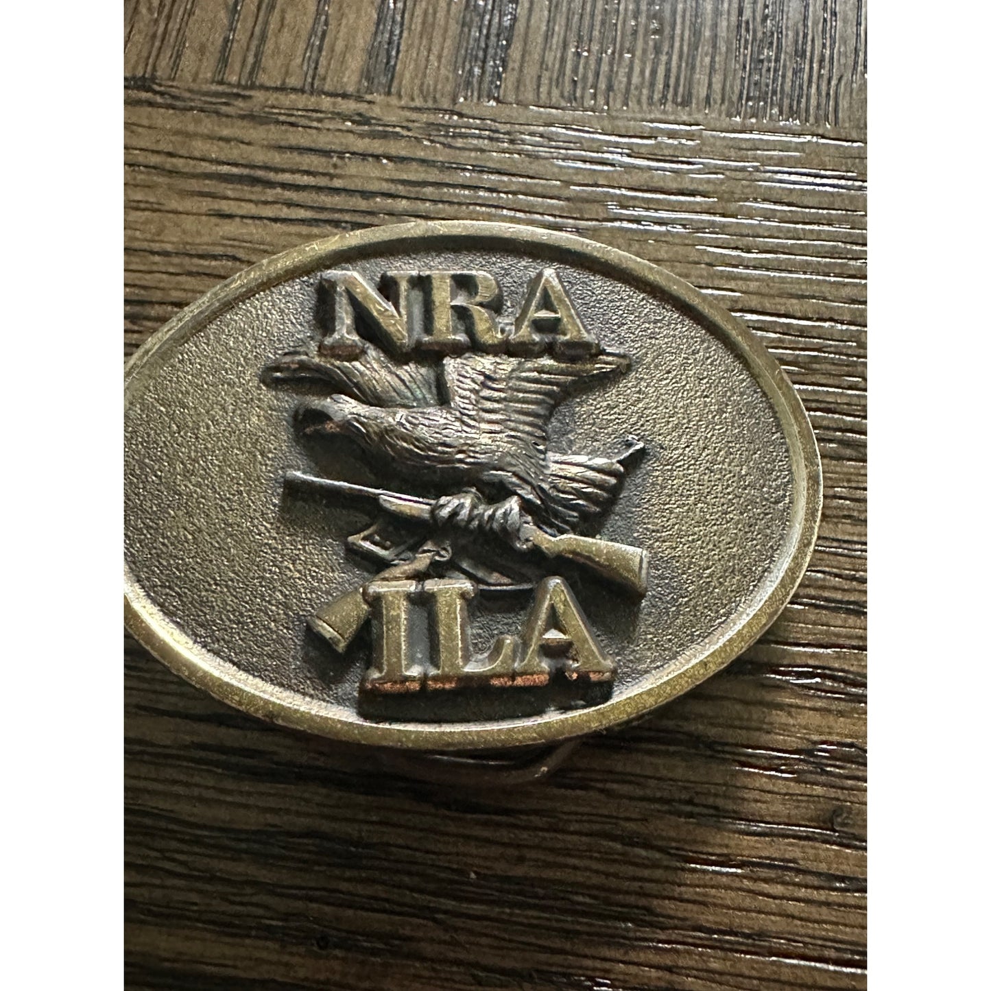 National Rifle Association NRA ILA Brass Belt Buckle USA vintage