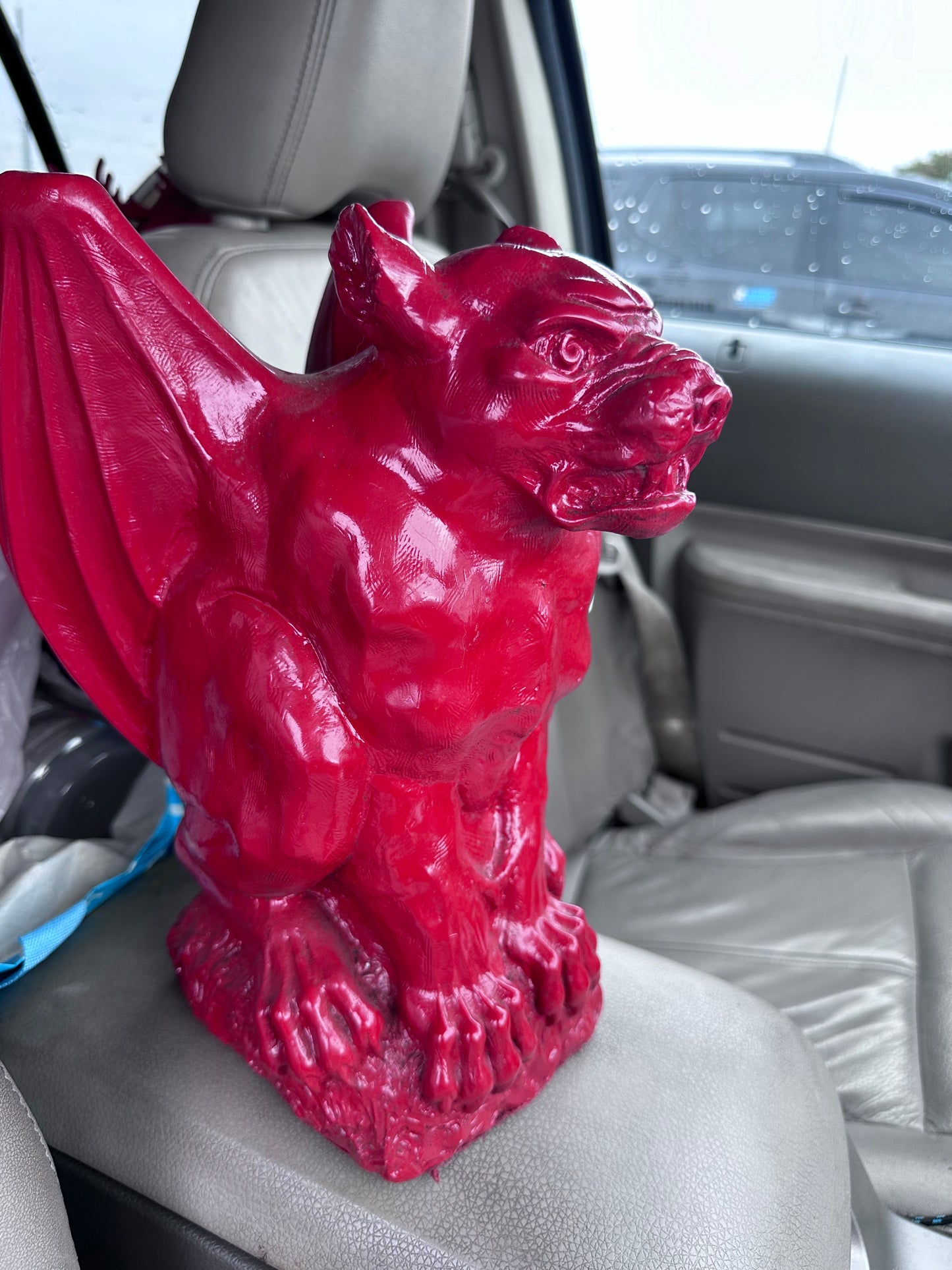 Red Gargoyle Statue