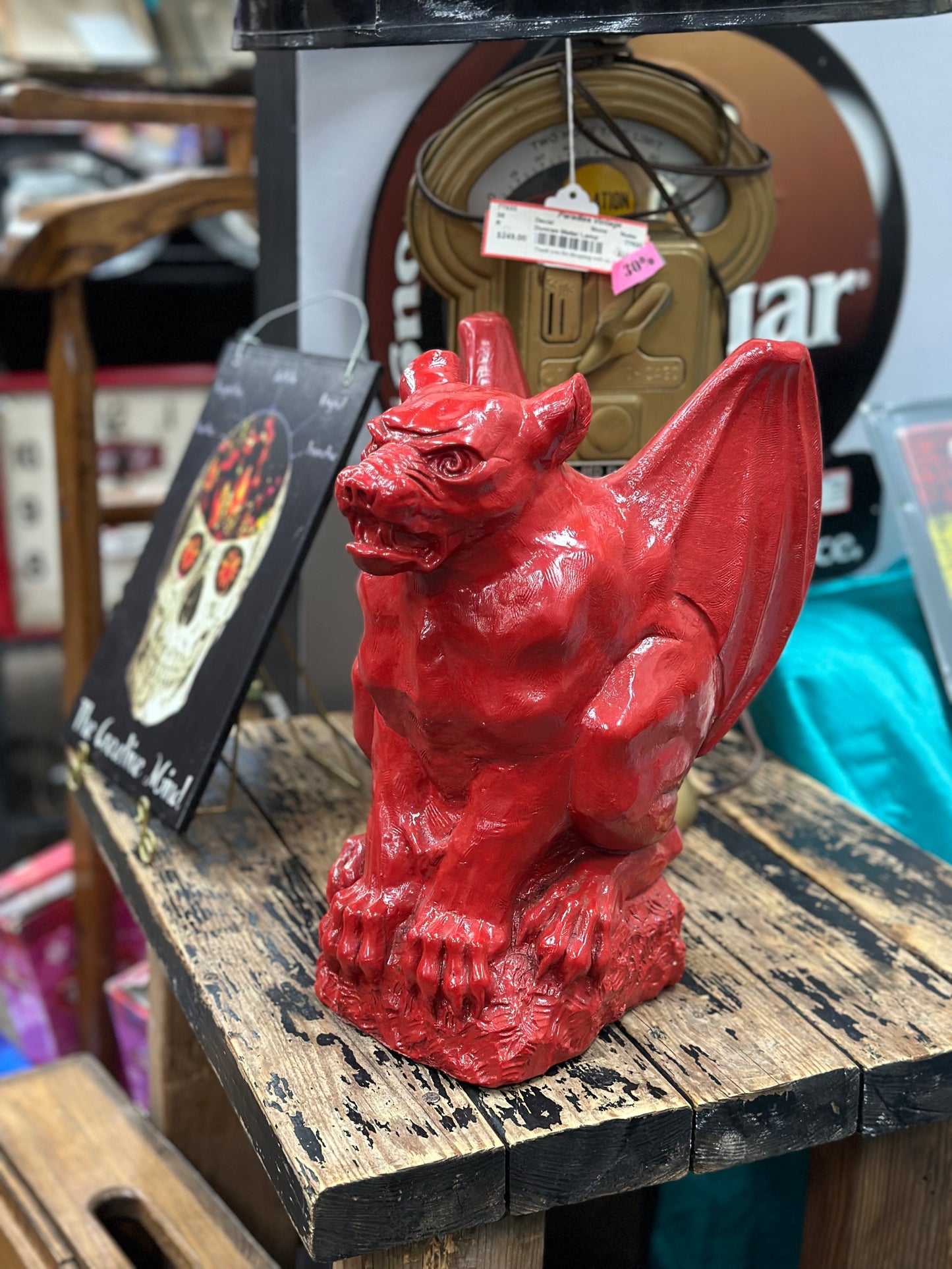 Red Gargoyle Statue