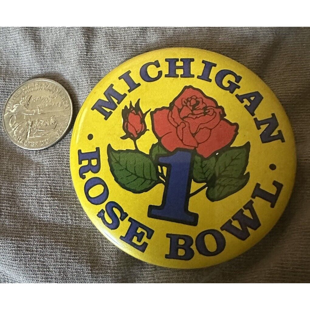 U of M Michigan Football Rose Bowl 1 Pinback Pin Button 2.5"