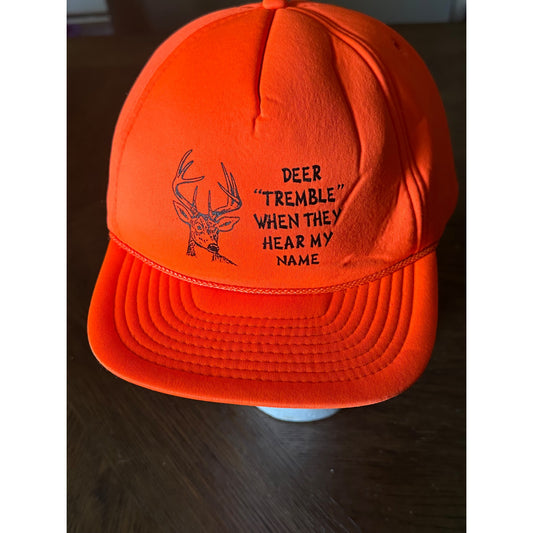 Blaze Orange hunting novelty Deer "Tremble" Snapback Hat