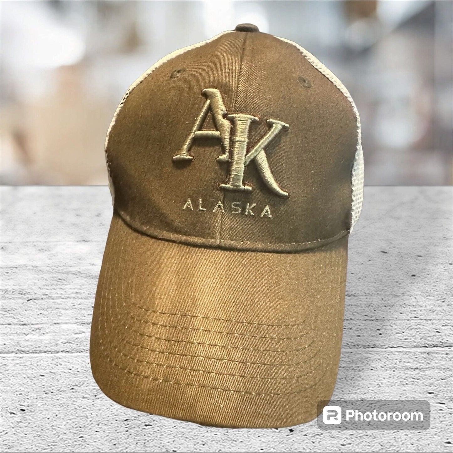 Alaska Moose Mesh Back Tongass  Brown White Baseball Cap Hat AK Embroidered