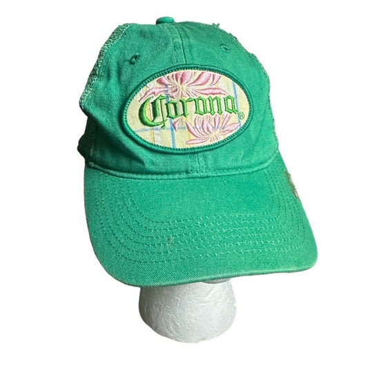 Corona Mas Fina 2006 mesh Green pink plaid Adjustable Trucker Hat