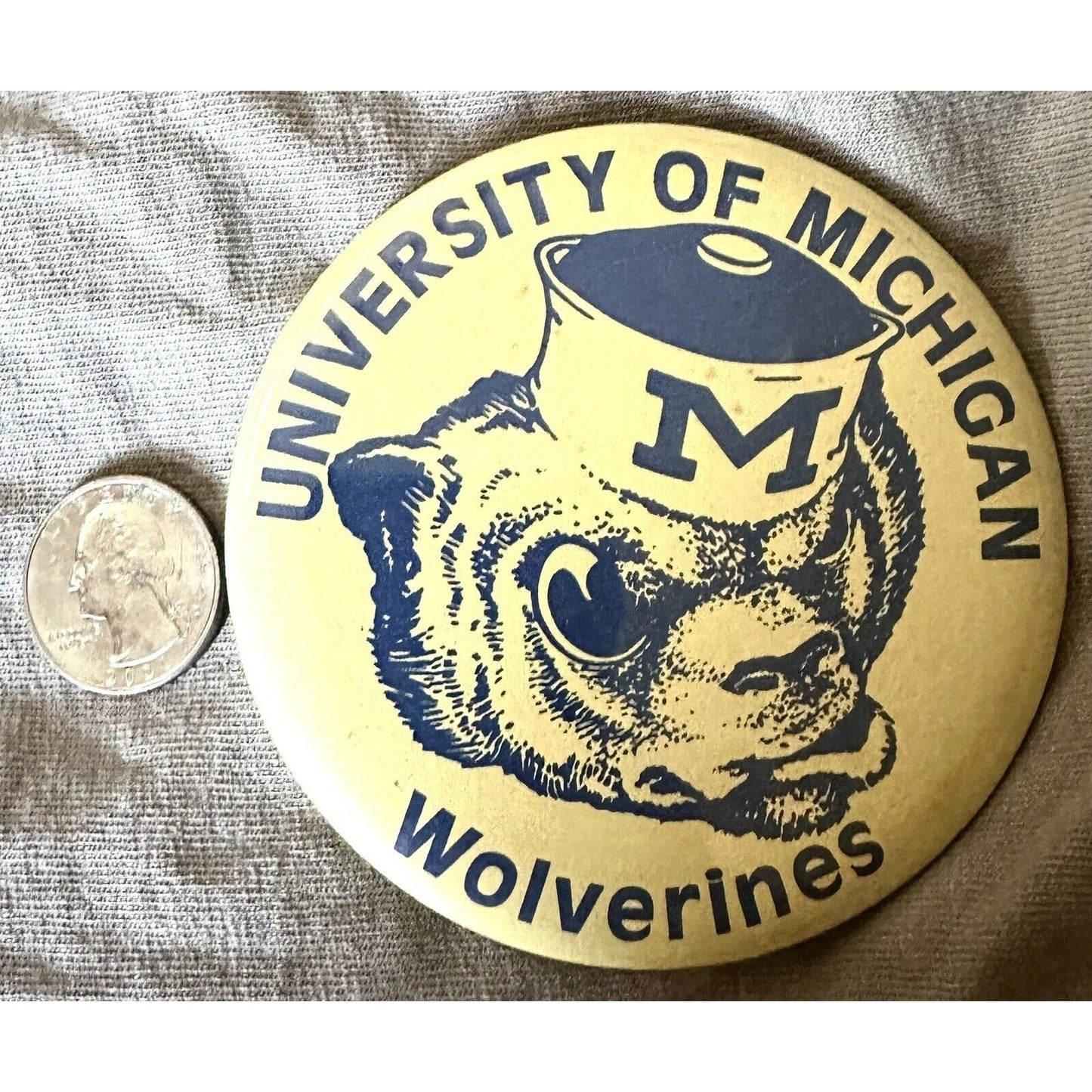 University of Michigan Wolverines Football Pinback Button 3” VTG