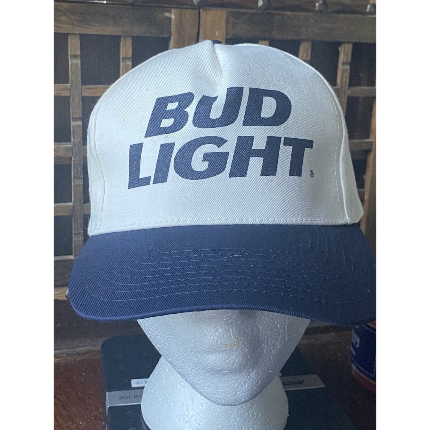 Bud Light Hat Cap Snap Back Beer Bud Mens White Blue