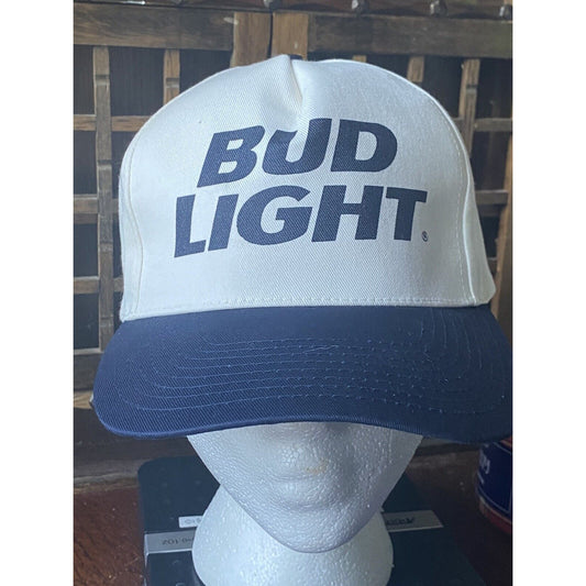 Bud Light Hat Cap Snap Back Beer Bud Mens White Blue