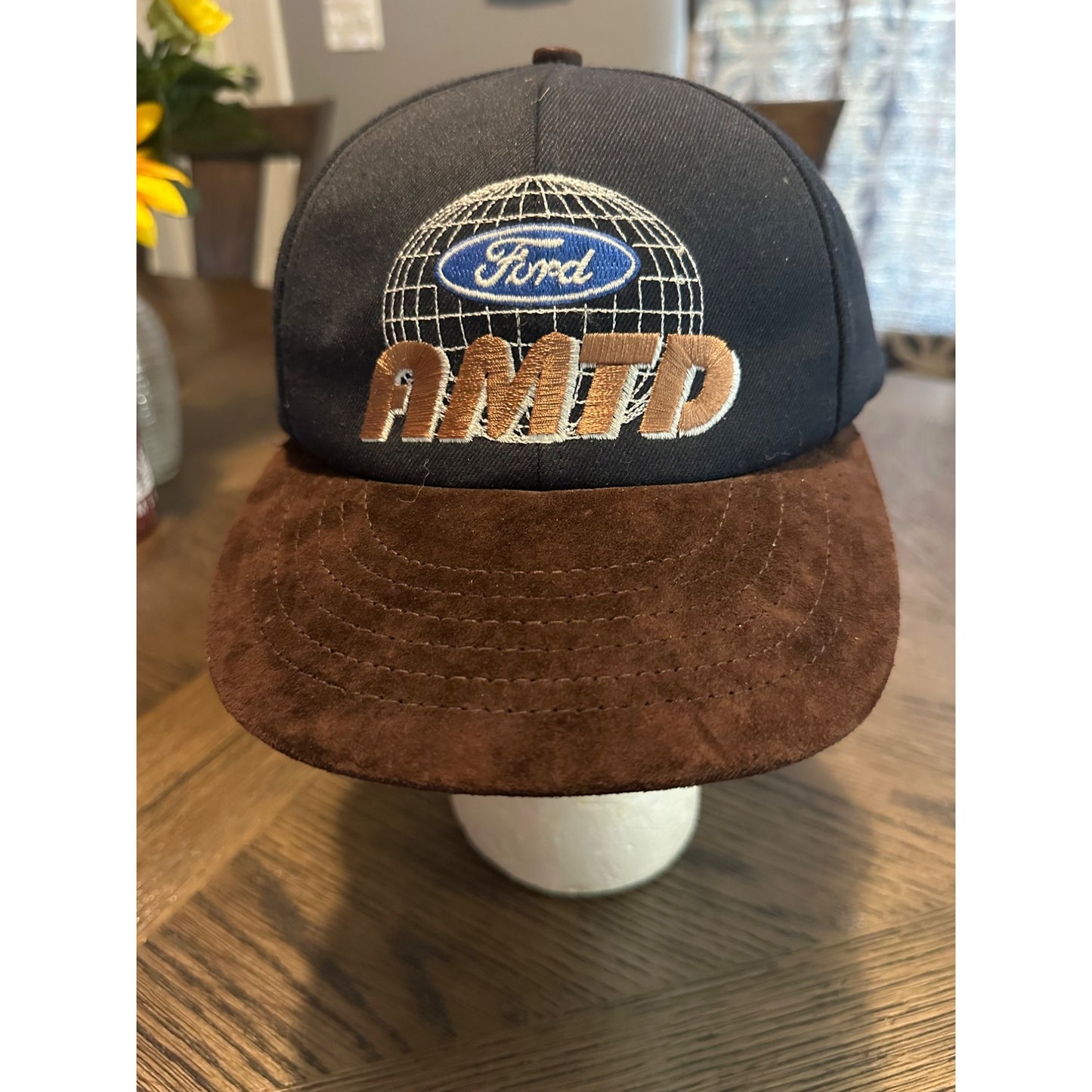 Ford AMTD black brown gold suede brim Snapback Hat