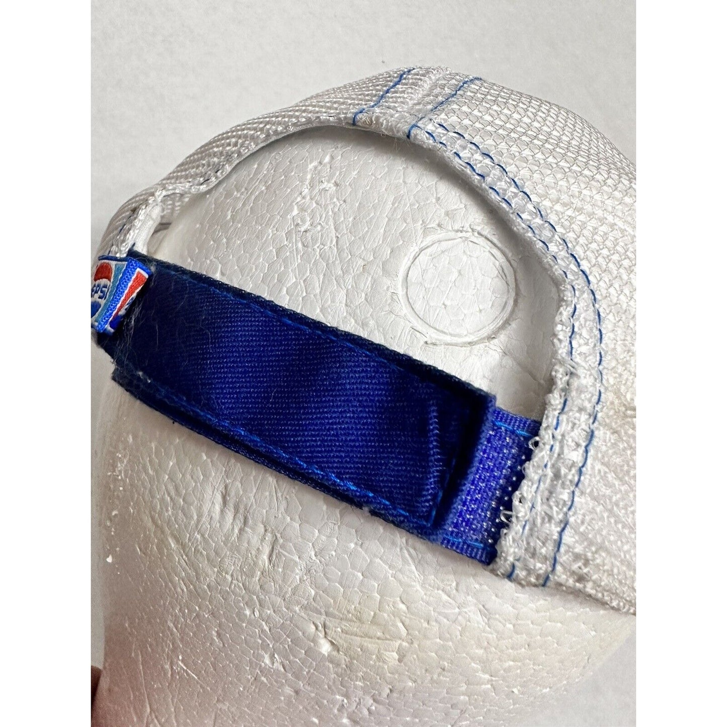 Pepsi Logo Patch Blue White Mesh Back Trucker Hat Mens 1980s