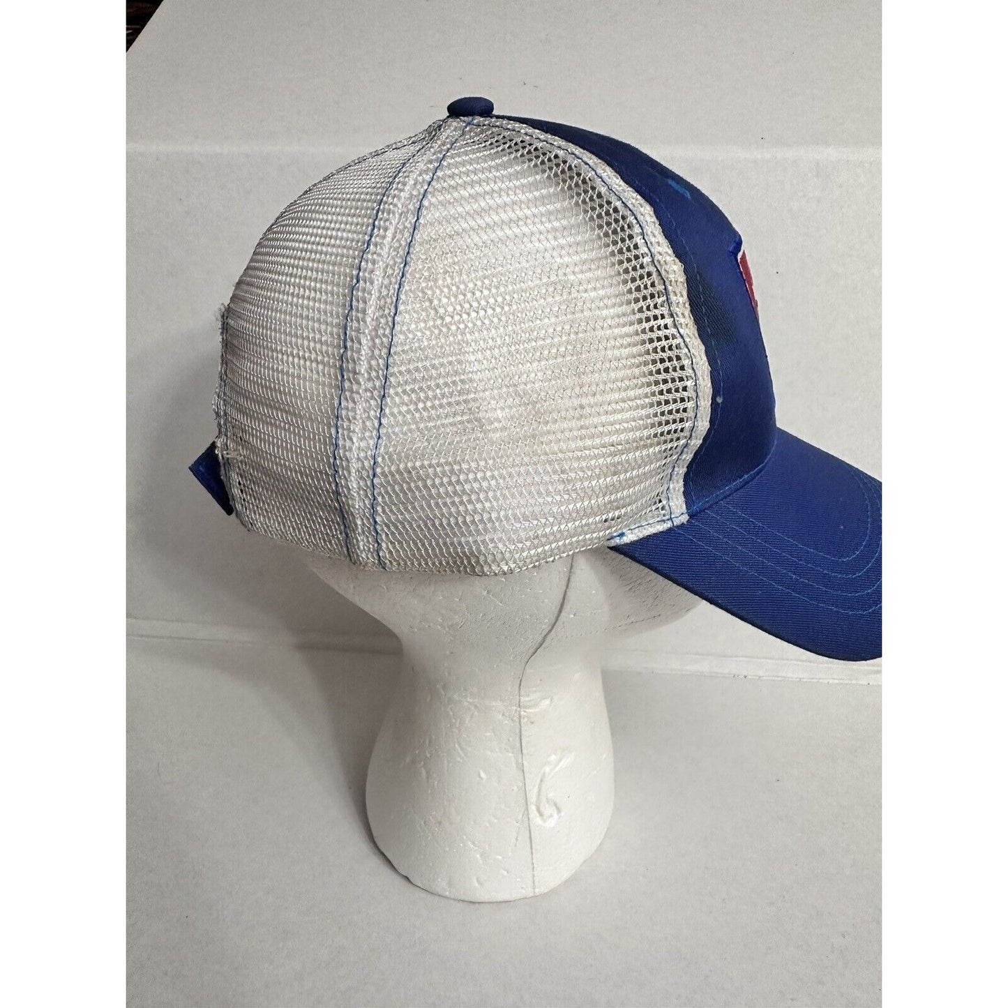 Pepsi Logo Patch Blue White Mesh Back Trucker Hat Mens 1980s