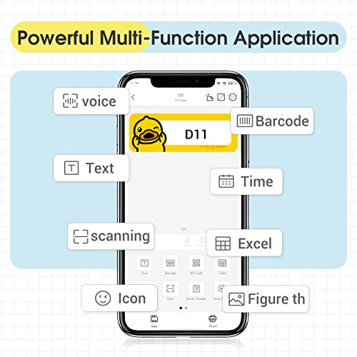 NIIMBOT D110 Label Maker Machine with Tape, Small Label Printer Bluetooth Connection Multiple Templates Available for Phone Easy to Use for Office Home Organization Rechargeable White