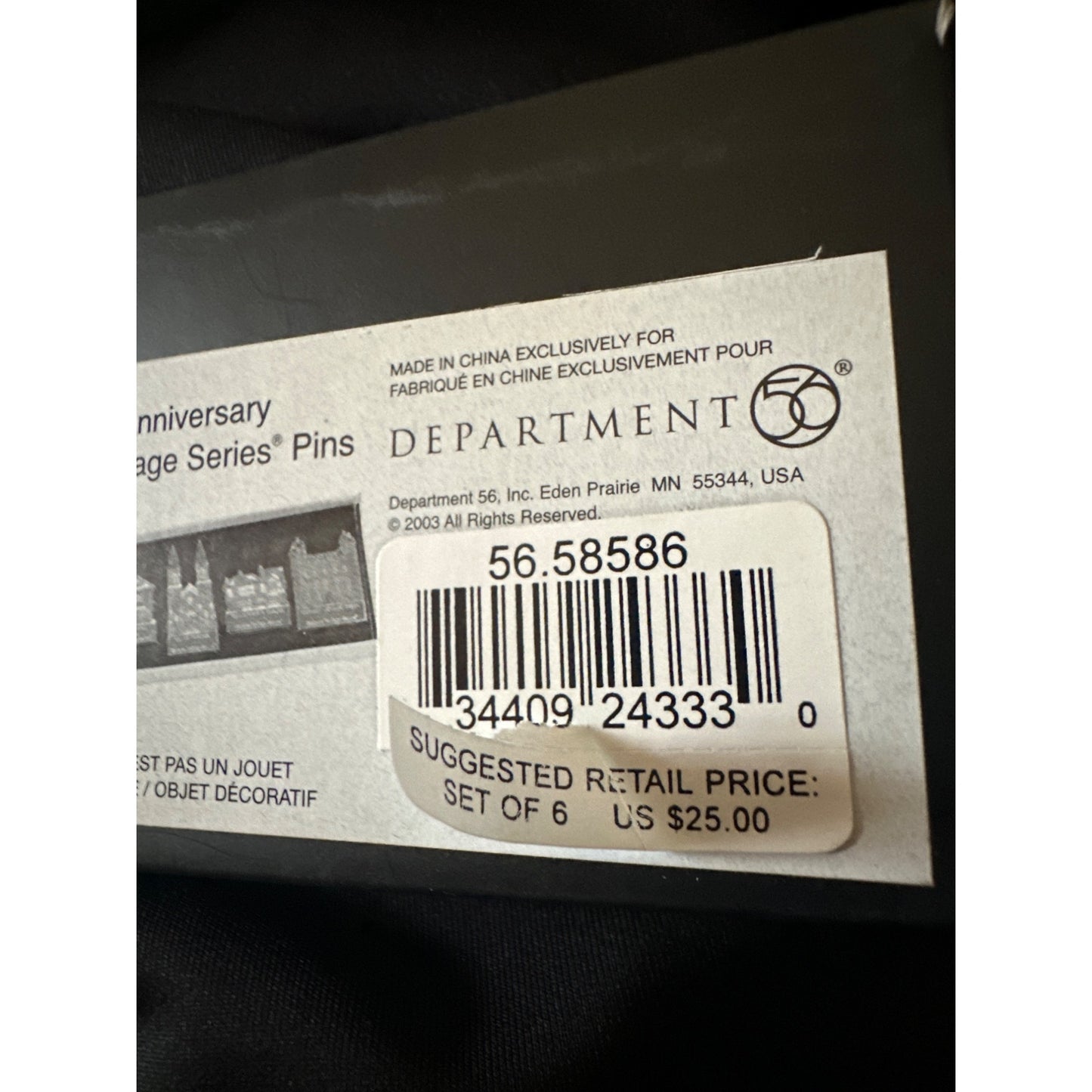 20th Anniversary Dickens Village Series History Pins Set Of 6 Collectible