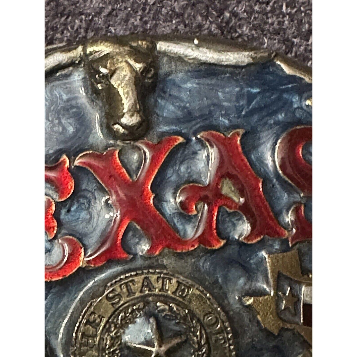 Texas State Seal Lone Star Longhorn Armadillo 1984 Great American Belt Buckle