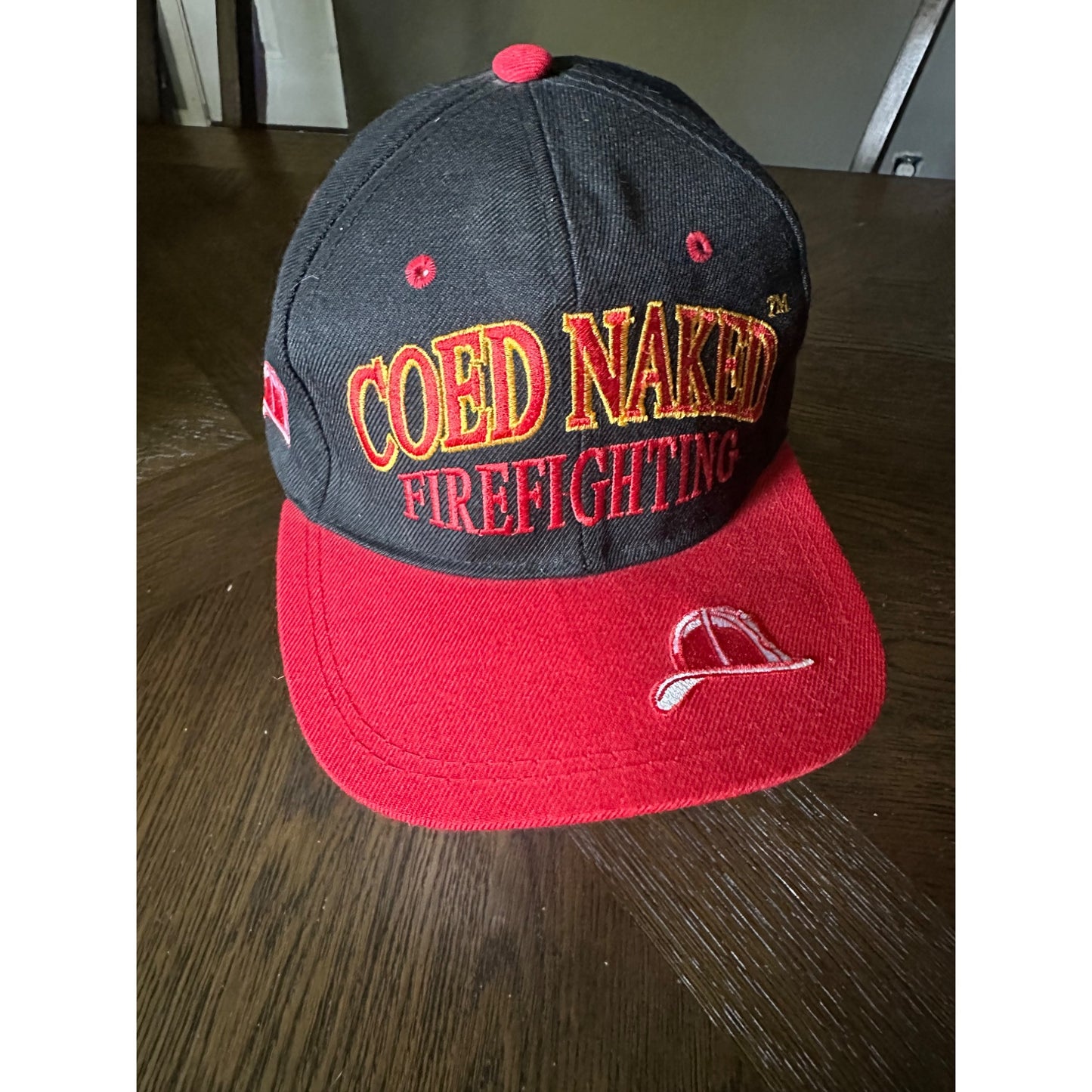 Coed Naked Firefighting Hat - "Find 'Em Hot Leave 'Em Wet" - Adjustable Snapback Embroidered