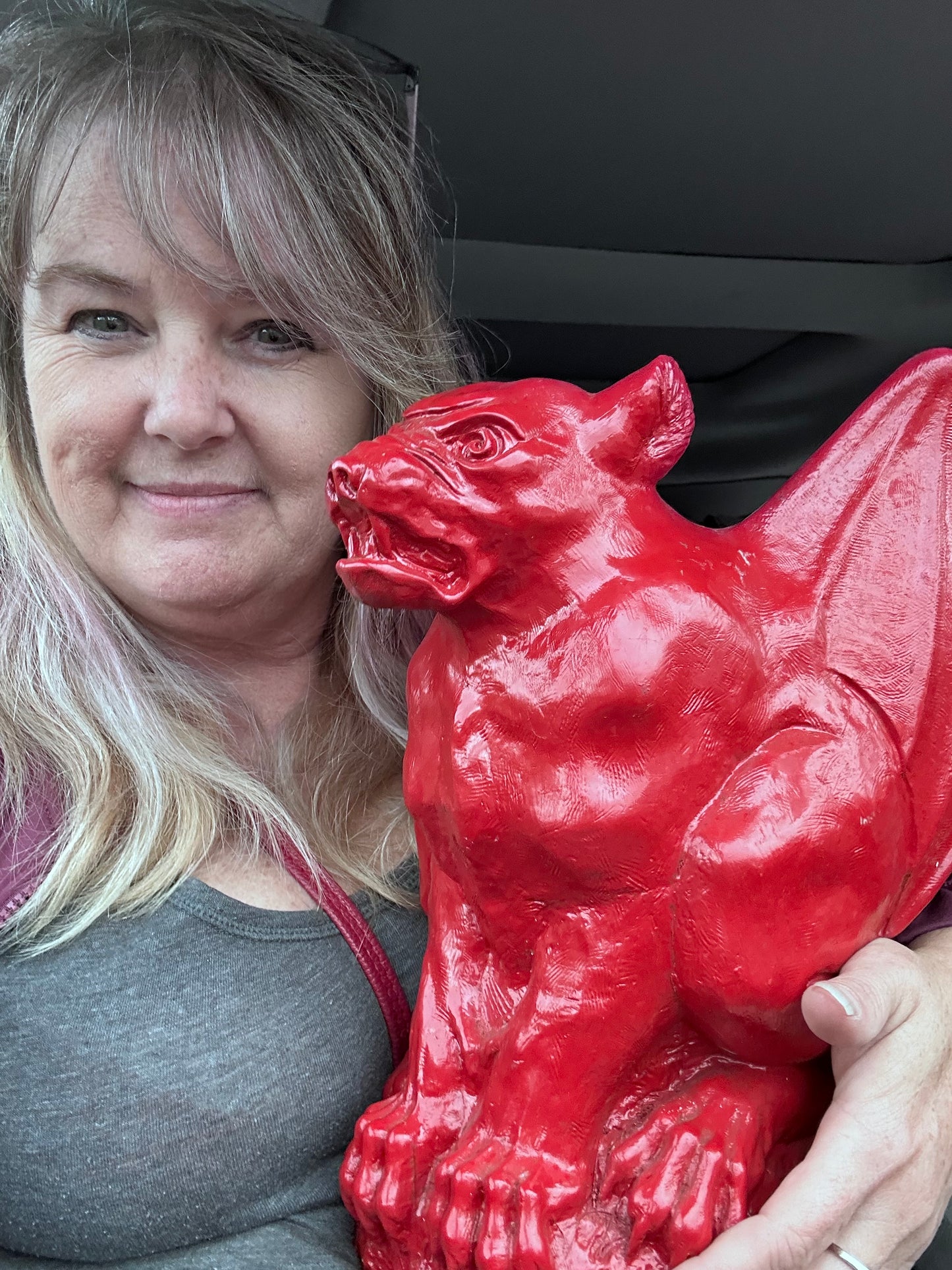 Red Gargoyle Statue