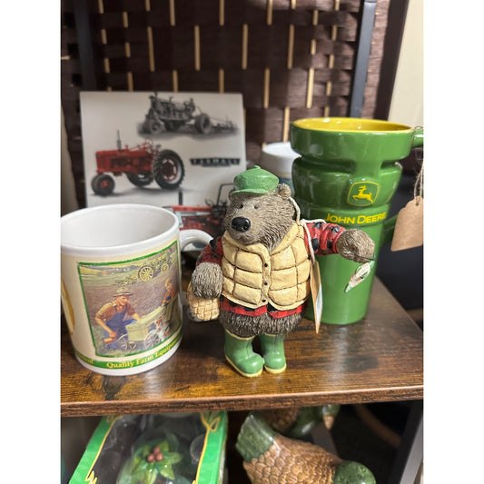 John Deere Collectibles Bundle: Mugs Tin Box Keepsake Ornaments Green Tumbler Bear Figurine Tractor Model