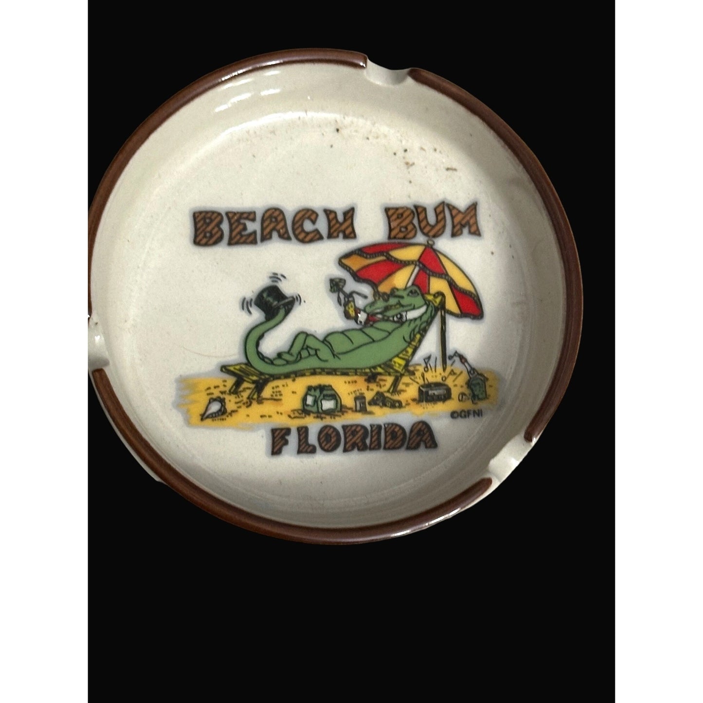 Florida Beach Bum Alligator vintage ceramic  Ashtray