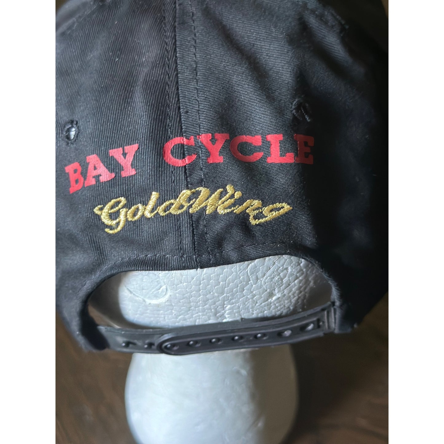 Bay Cycle Goldwing Snapback Hat rope detail Cotton one size  Black gold