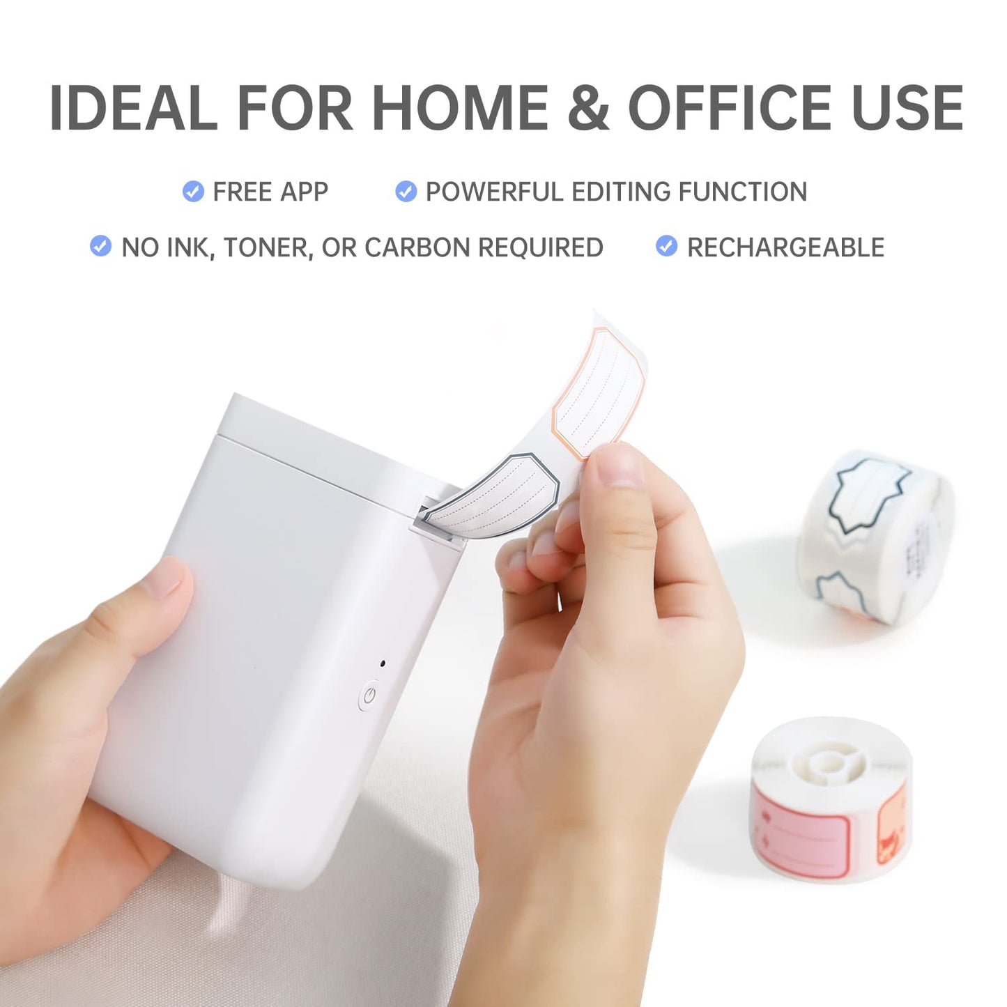 NIIMBOT D110 Label Maker Machine with Tape, Small Label Printer Bluetooth Connection Multiple Templates Available for Phone Easy to Use for Office Home Organization Rechargeable White