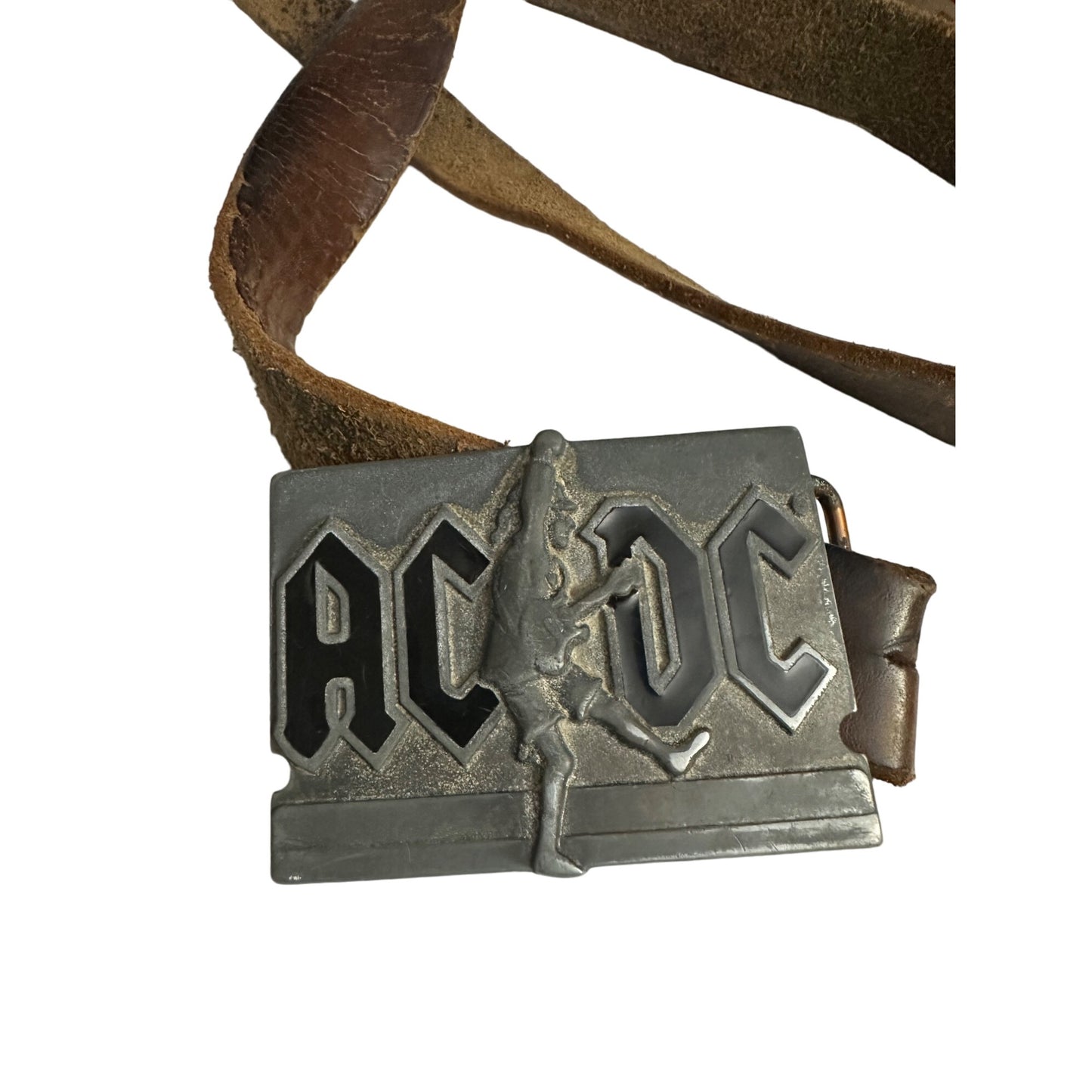 AC/DC Belt Buckle With Leather Strap