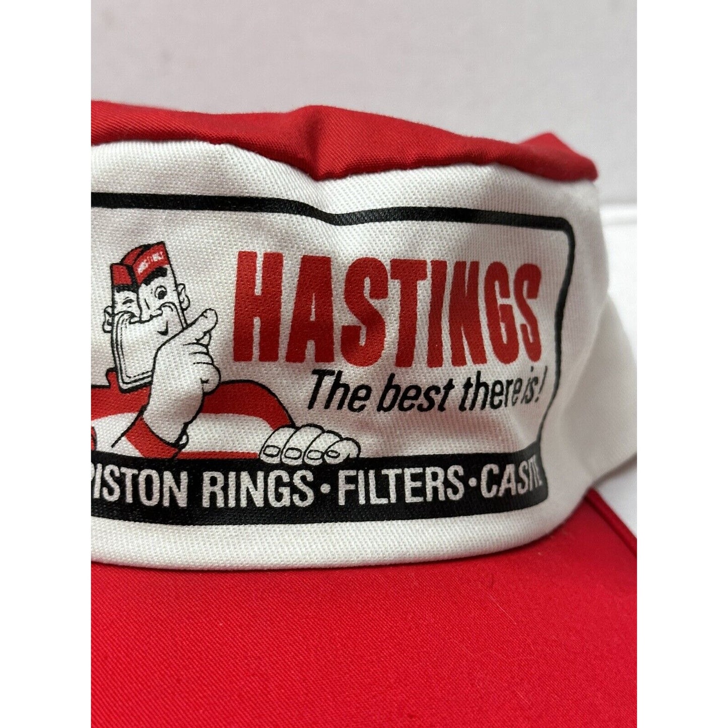 HASTINGS Piston Rings Stretch Fit Painters Hat, Red/White Cap, Made USA