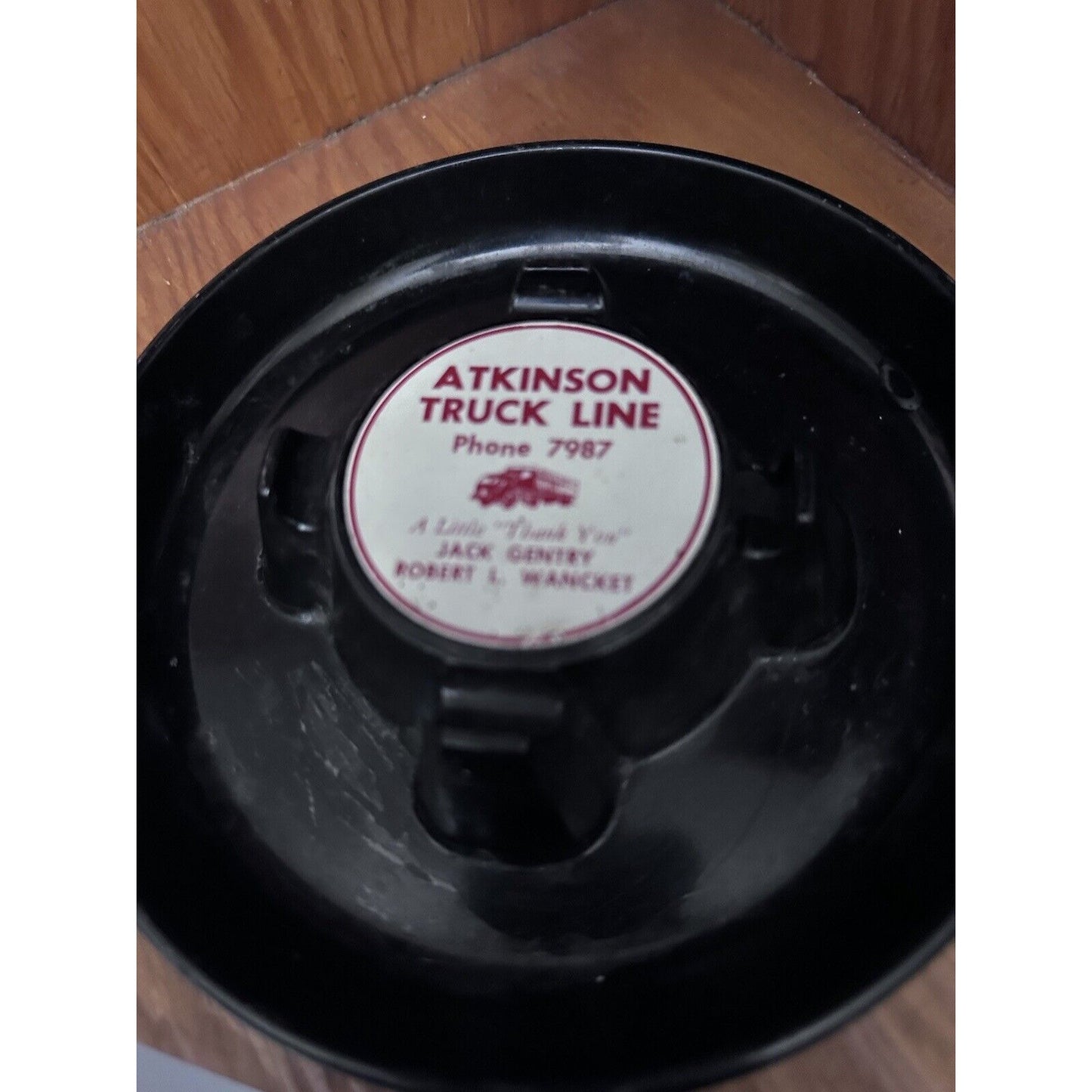 Atkinson Truck Line  Large Ashtray Melamine Plastic 7” Round Black