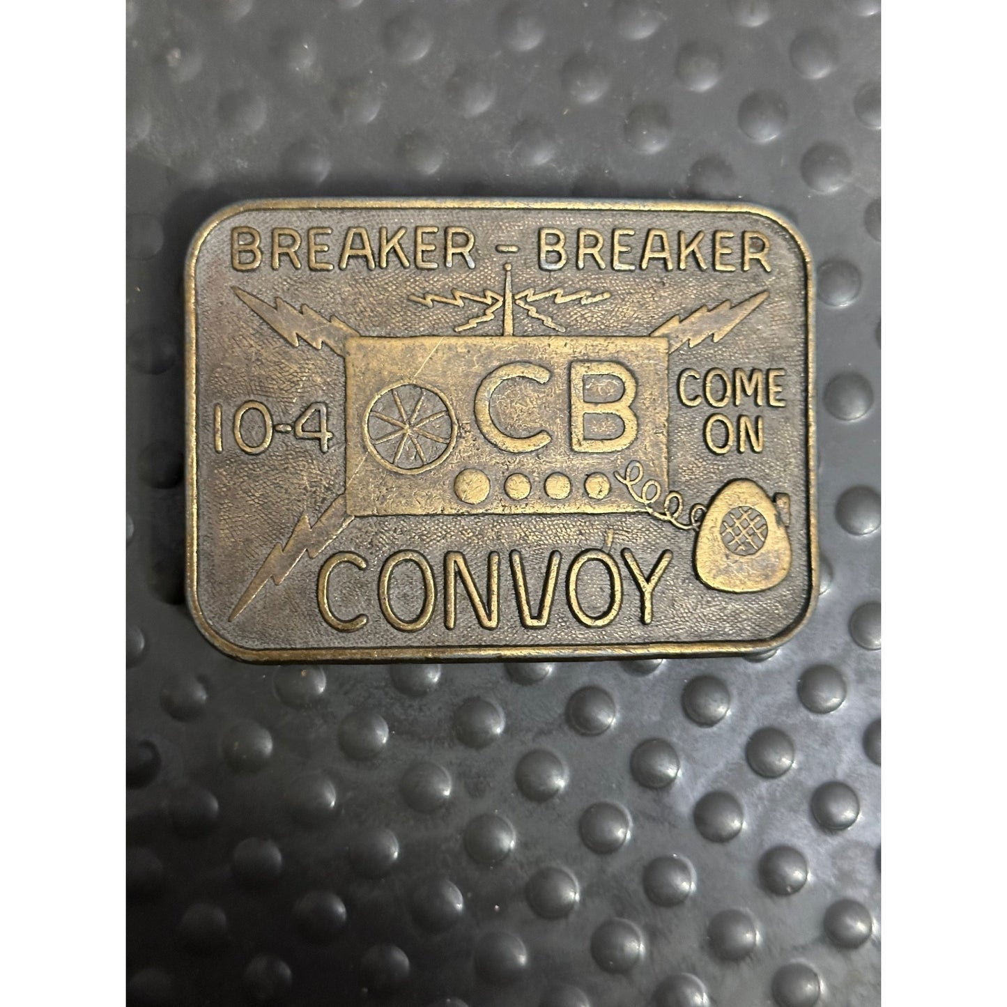 Breaker Breaker 10-4 CB Convoy Belt Buckle - Vintage Brass Truckers