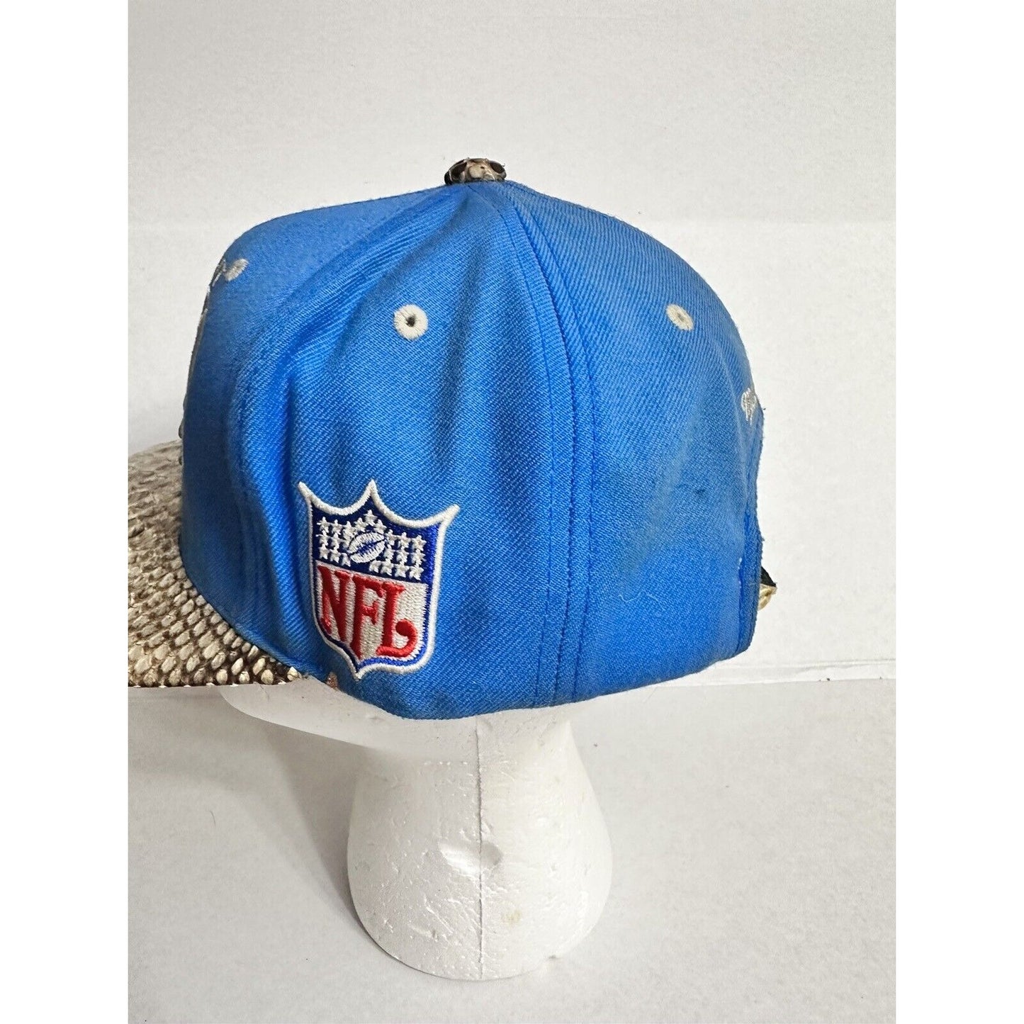 Detroit Lions Hat Snake Skin brim Mitchell Ness Nostalgia NFL vintage Strap Cap