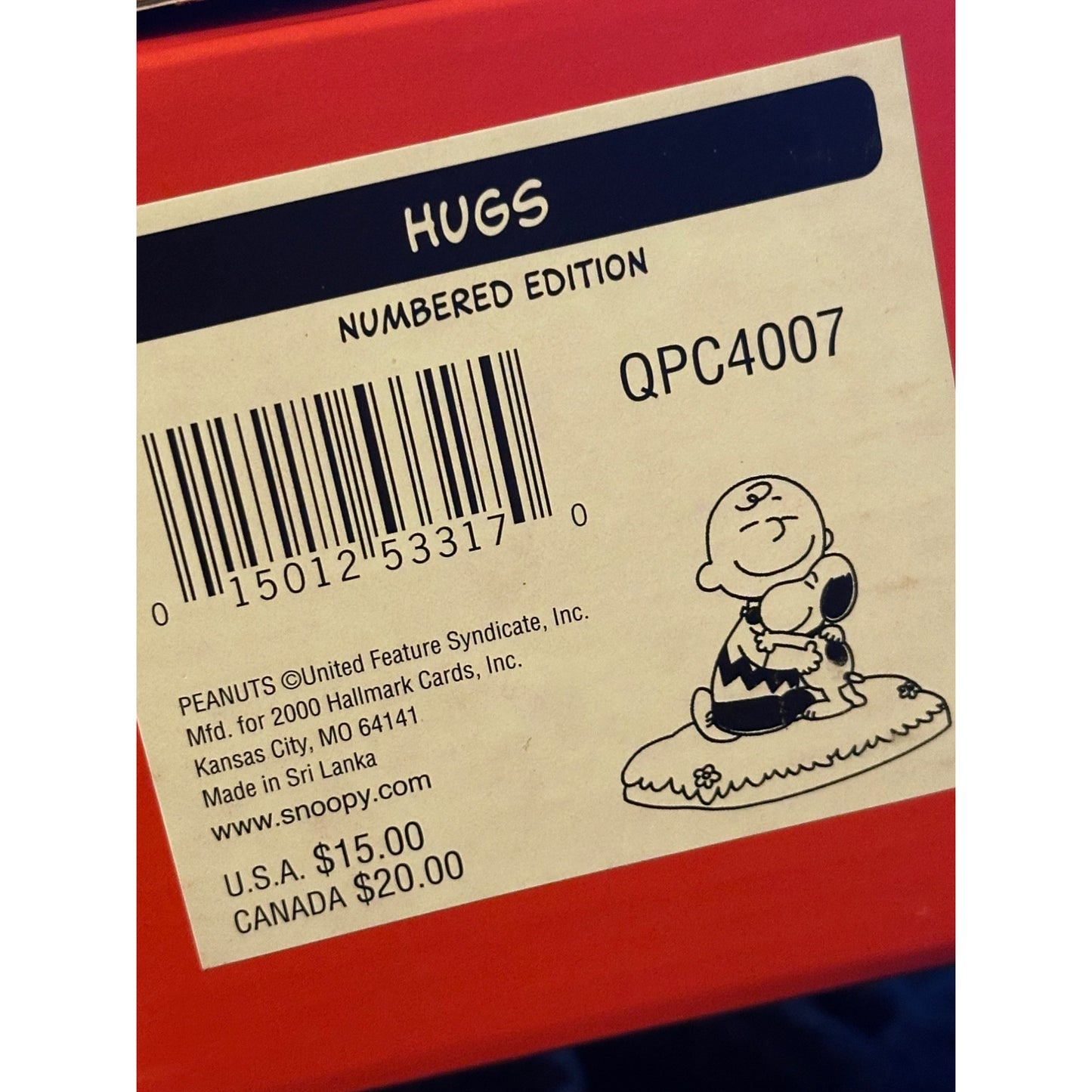 Peanuts Gallery Hugs Figurine Limited Edition Charlie Brown & Snoopy Hallmark