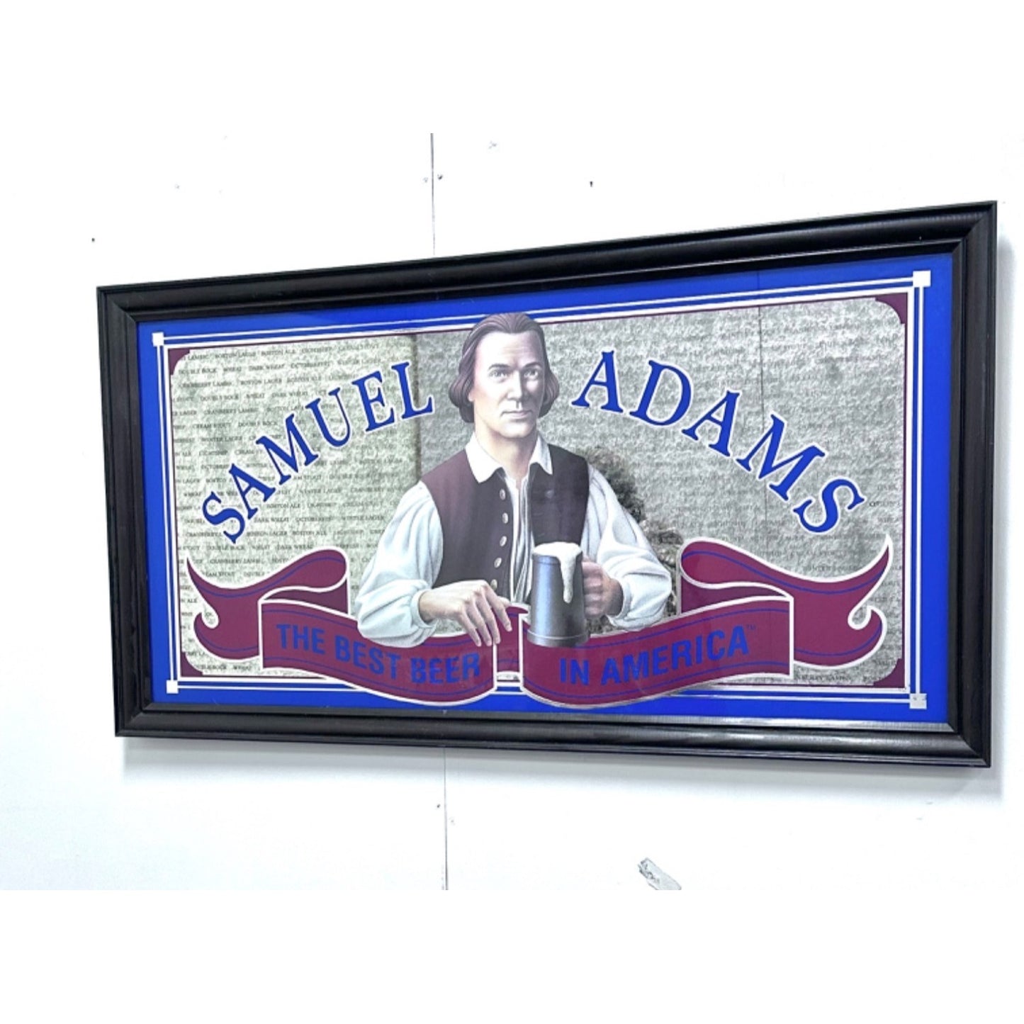 Samuel Adams Beer Mirror Sign Framed Vintage Wall Art