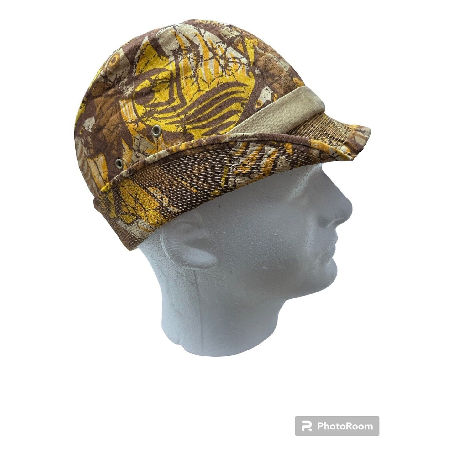 Jiffy Pellon Lined Cap Hat Made in USA All over print Large