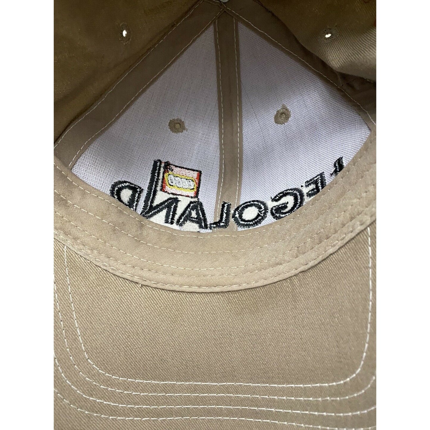 Mens Baseball Tan Hat Cap Legoland Theme Park California  Adjustable Hook Loop