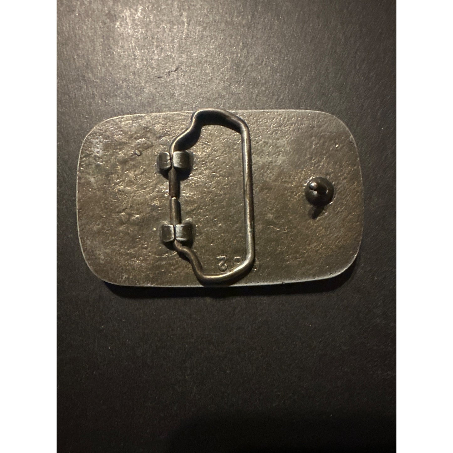 Engraved Ship Design Leather & Metal Belt Buckle Rectangular Western Style