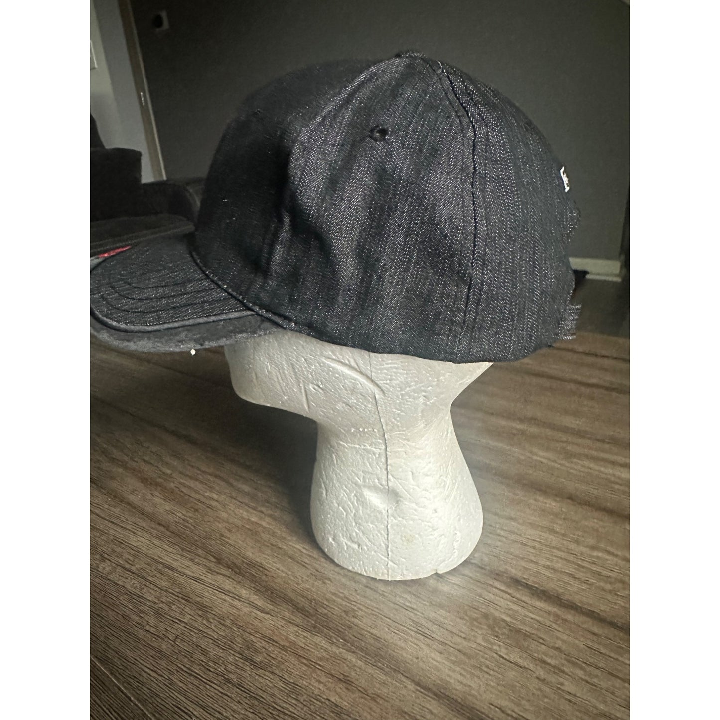 Ferrari Denim Baseball Cap Black Adjustable Strap Luxury Sportswear