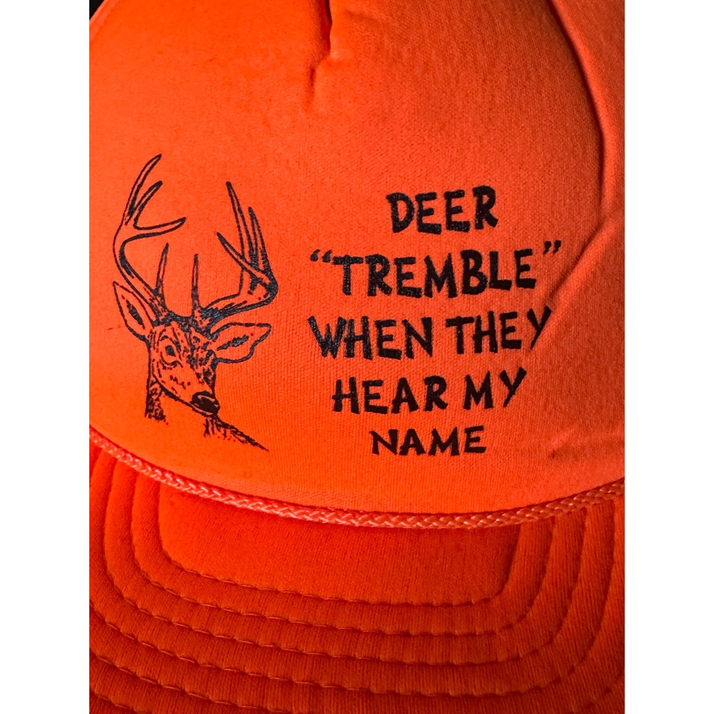 Blaze Orange hunting novelty Deer "Tremble" Snapback Hat