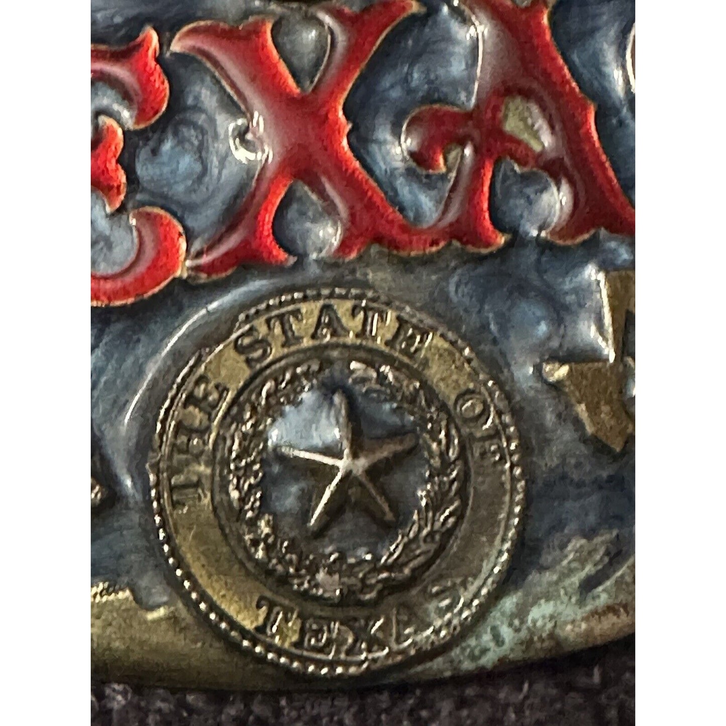 Texas State Seal Lone Star Longhorn Armadillo 1984 Great American Belt Buckle