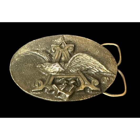 1970s Anheuser Busch Eagle Logo Solid Brass Belt Buckle P-168