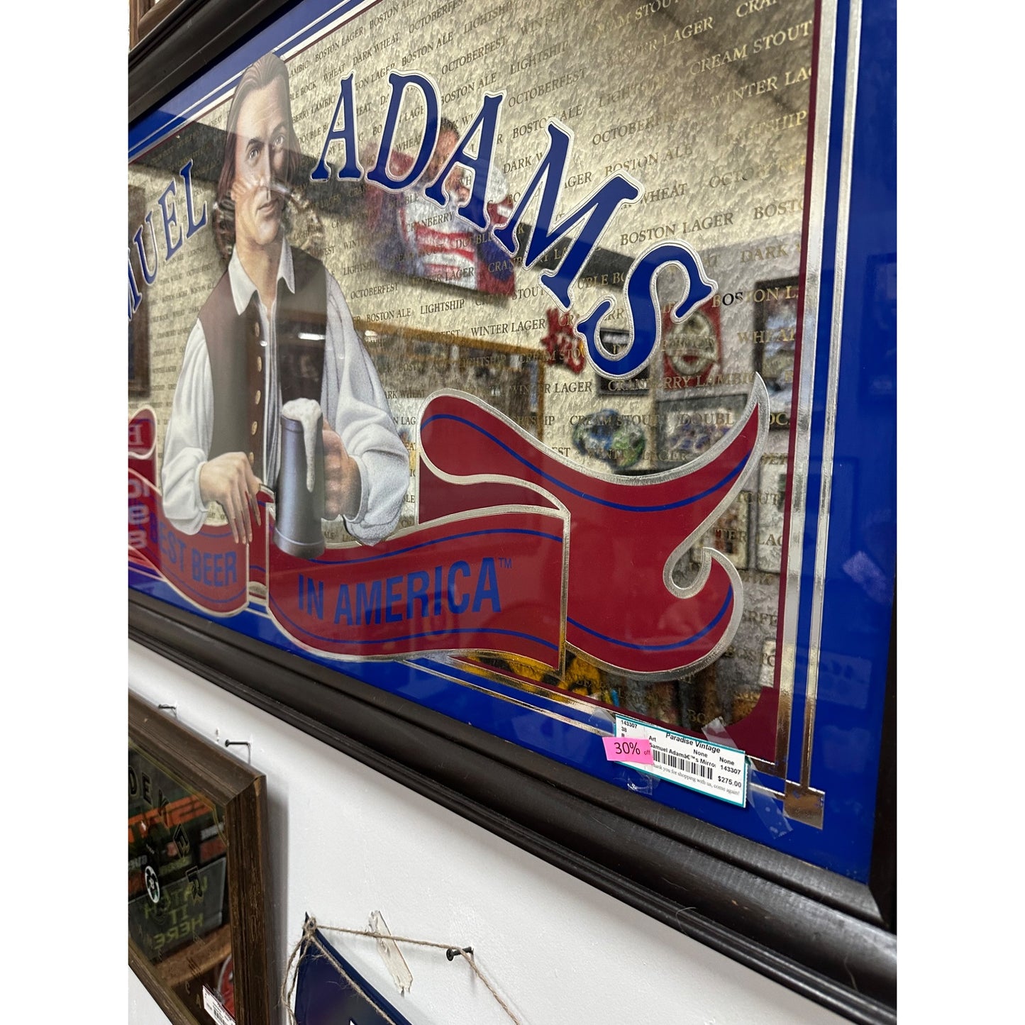 Samuel Adams Beer Mirror Sign Framed Vintage Wall Art