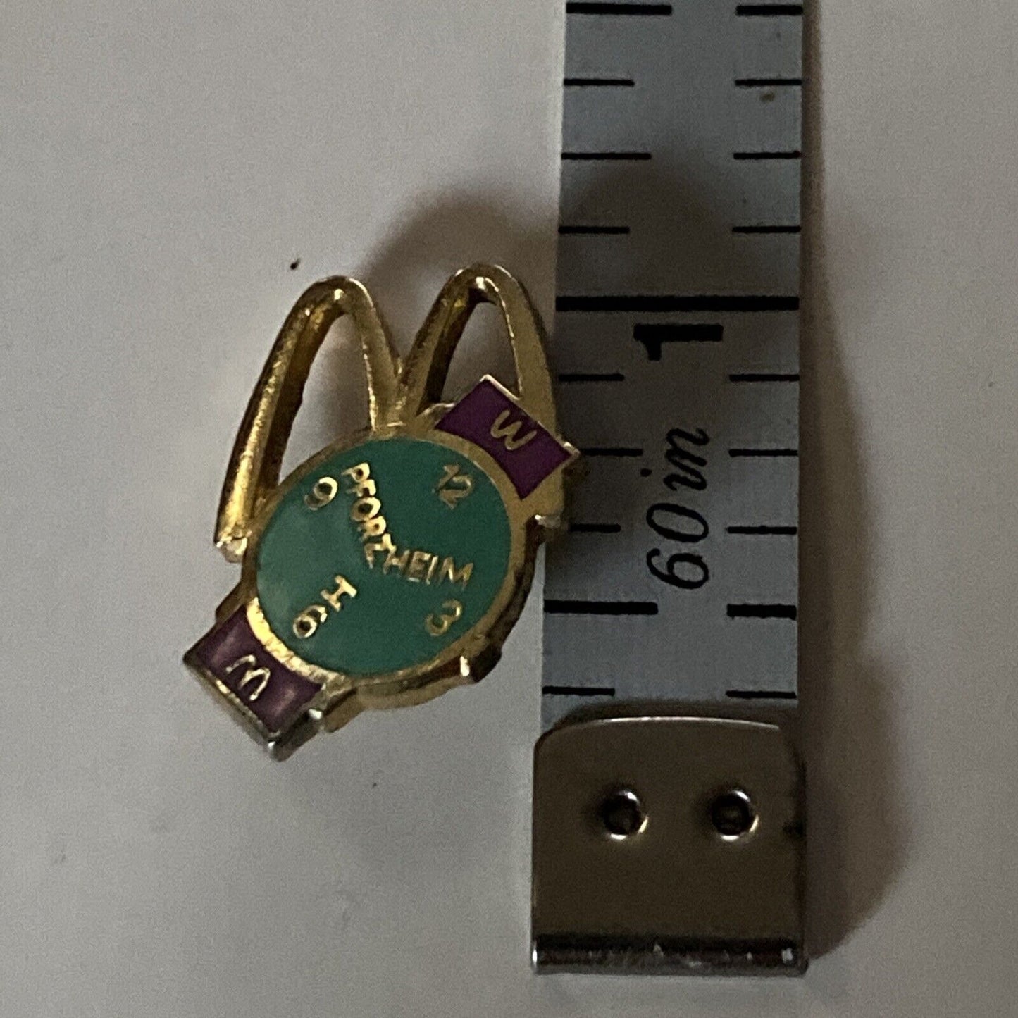 McDonald’s Pforzheim Advertising Enamel Watch  Shaped Pin Lapel Hat Germany (B)