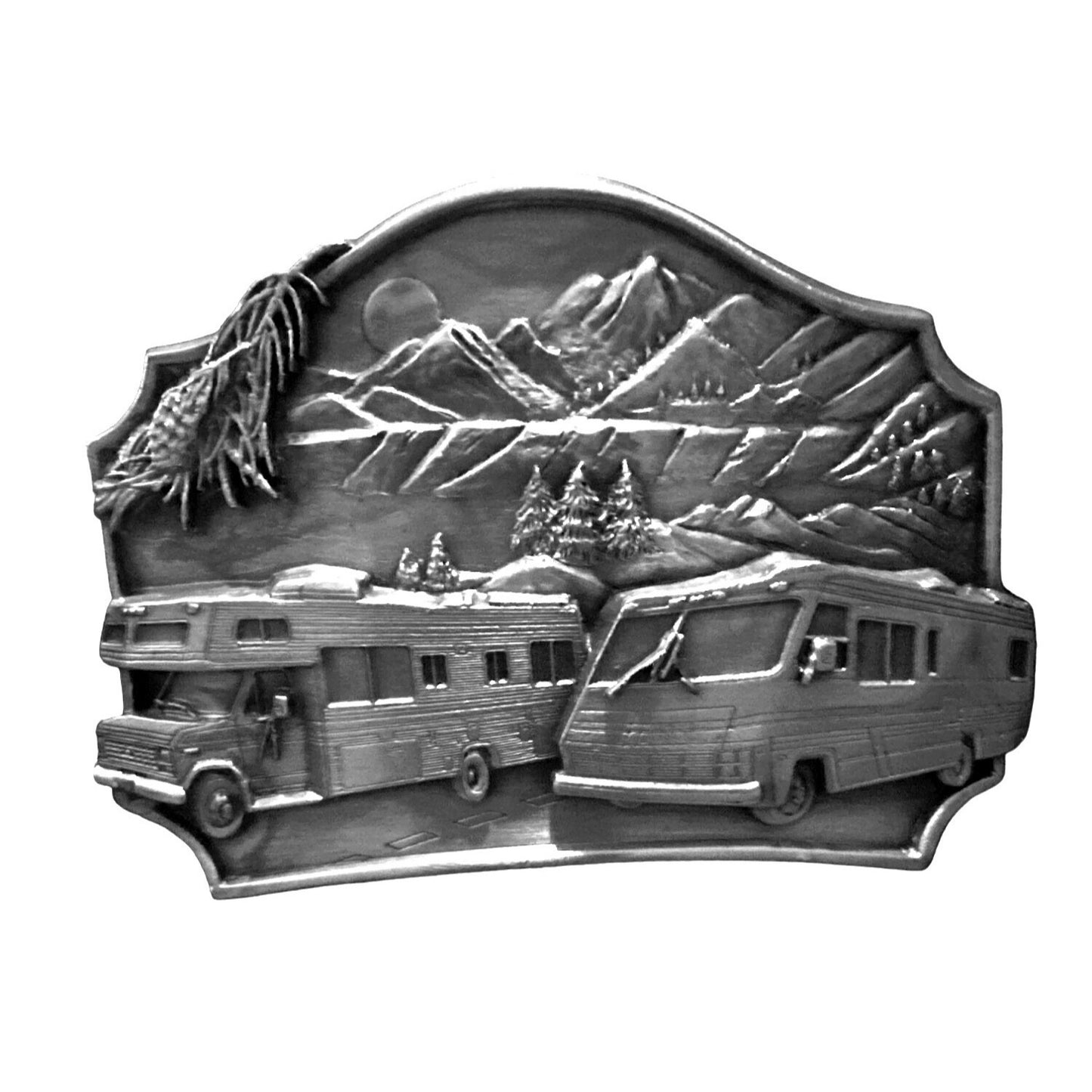 RV Camper 1987 Belt Buckle - L-50 Made In USA   Vintage Siskiyou