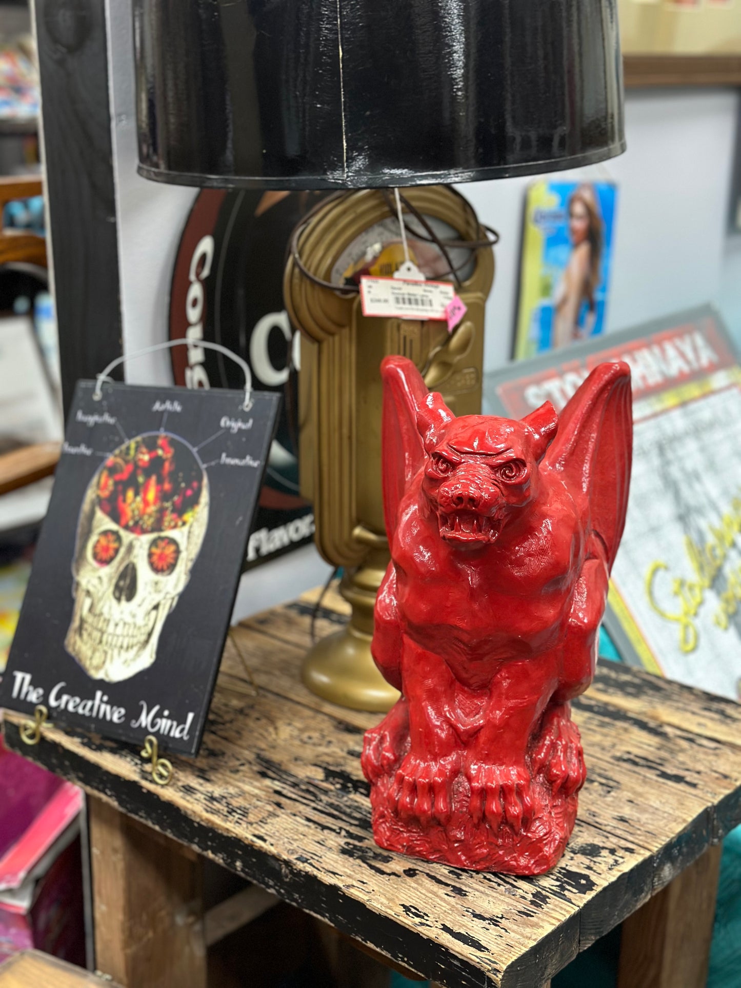 Red Gargoyle Statue