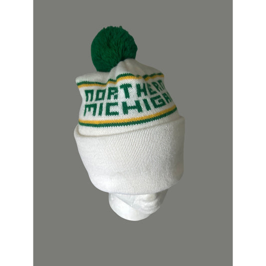 Northern Michigan Knit Beanie Adult Size With Green Pom