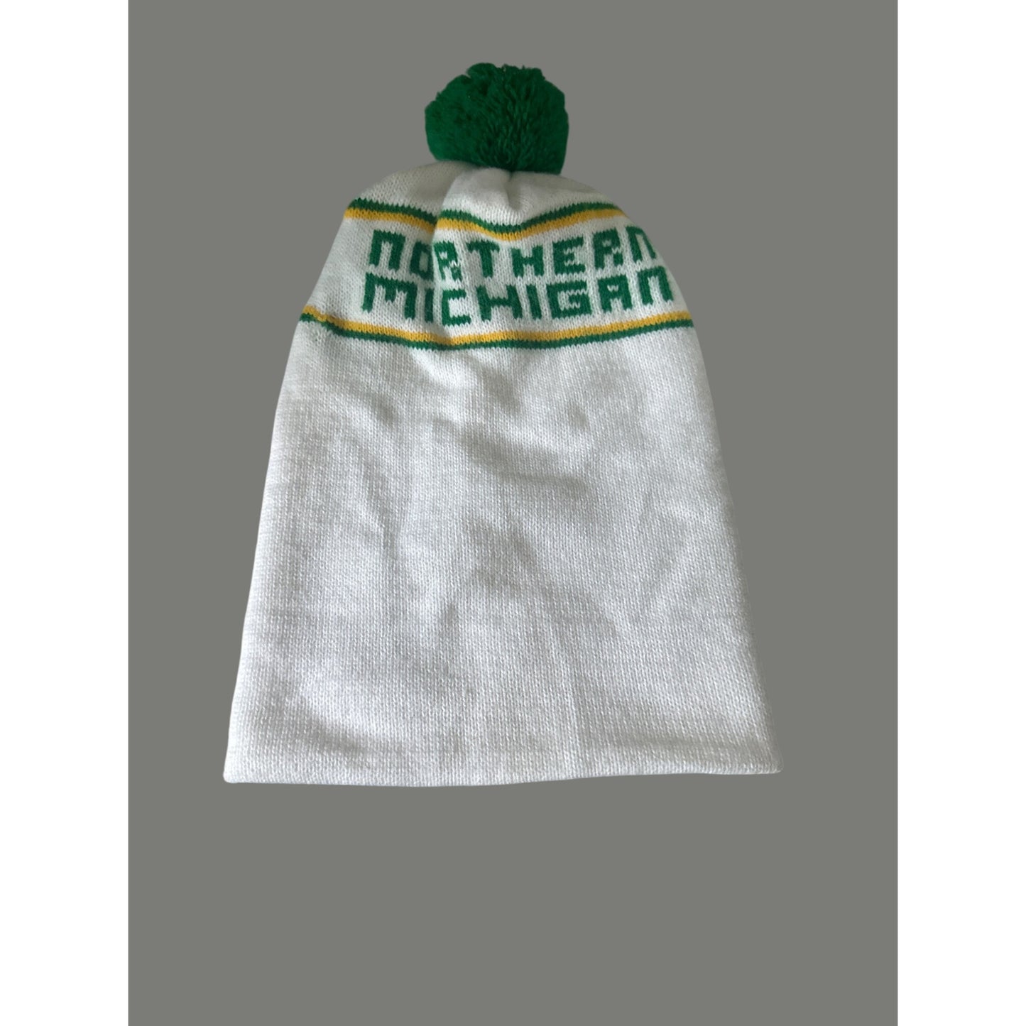 Northern Michigan Knit Beanie Adult Size With Green Pom