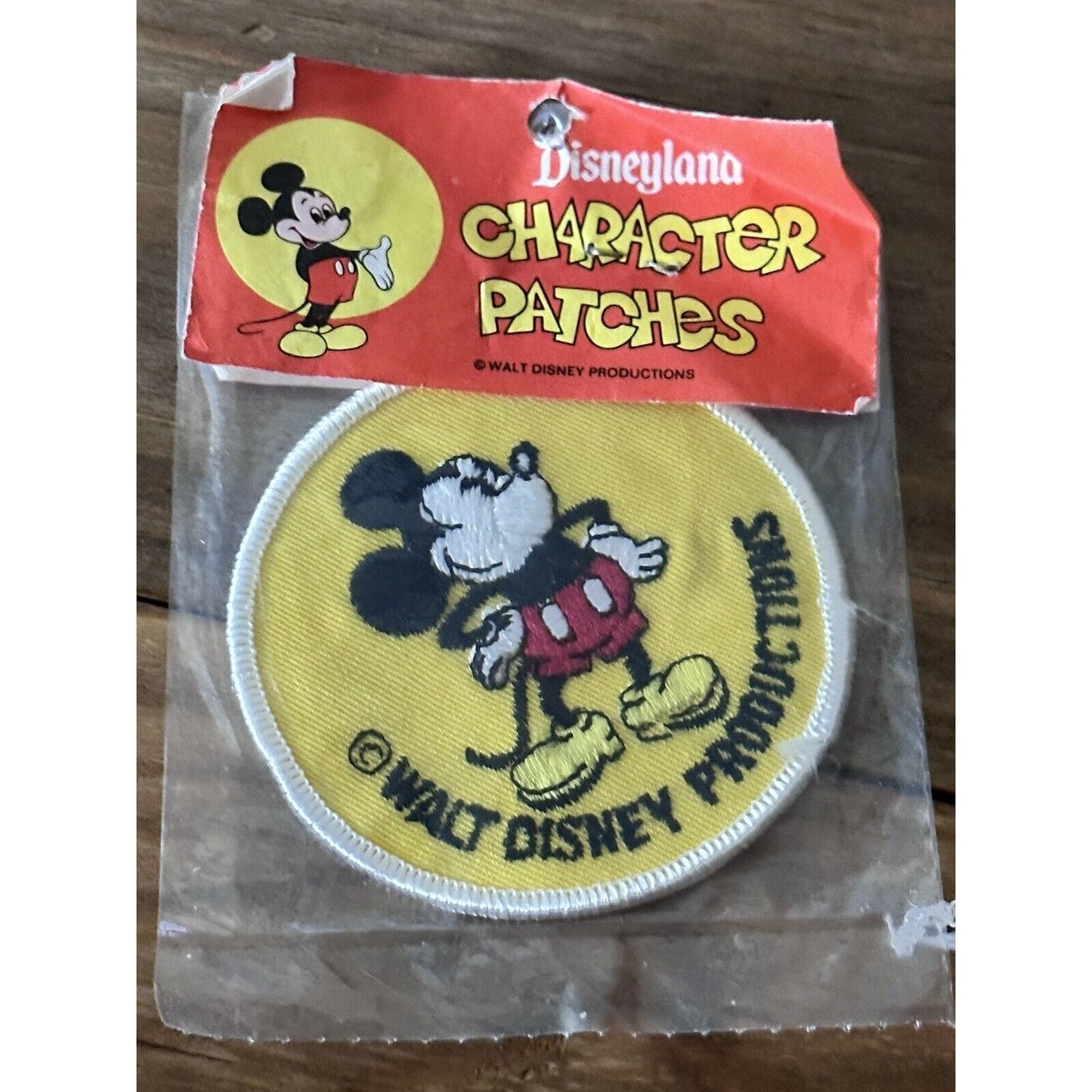 Disneyland Mickey Mouse Character Patch Disney Productions NOS orig paper label