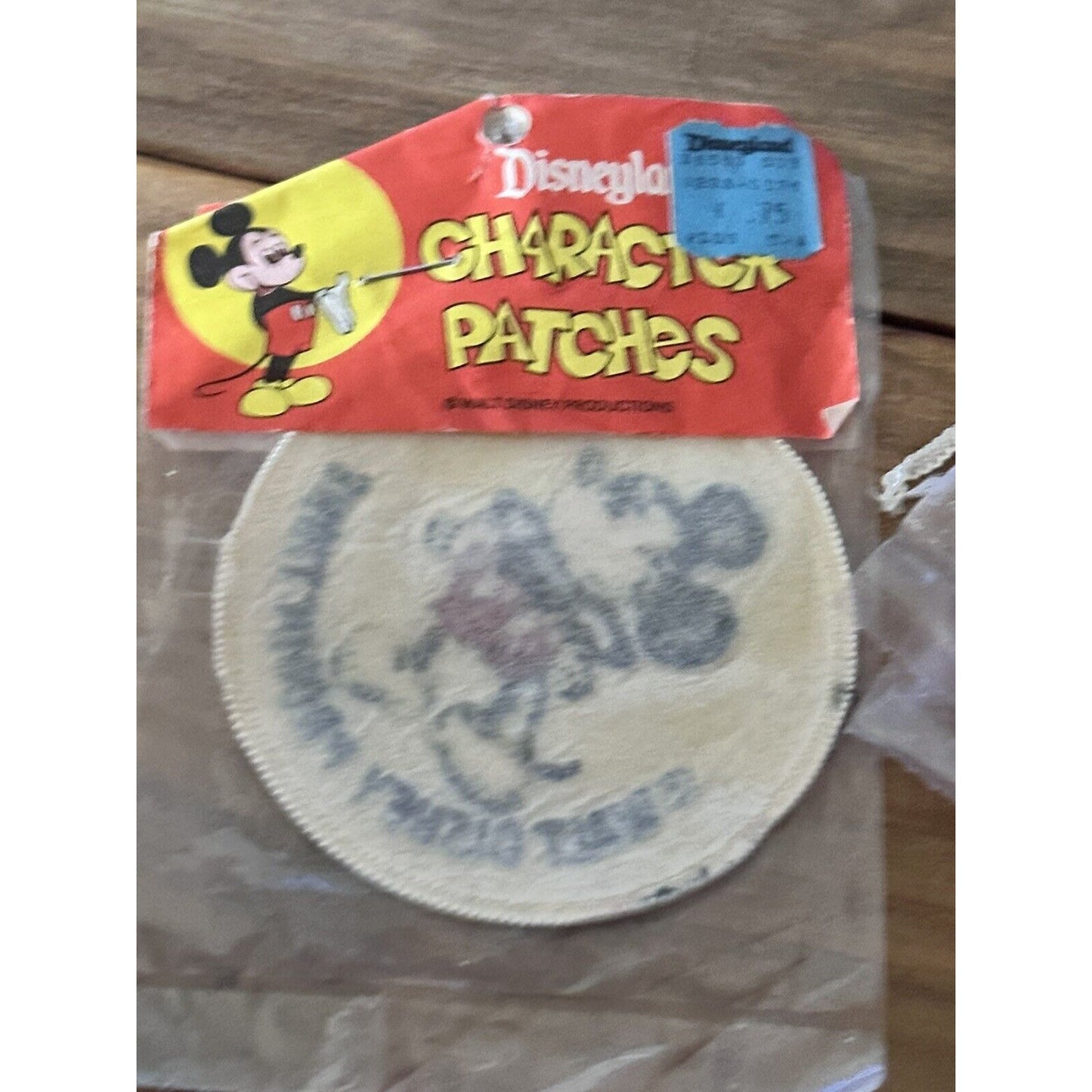 Disneyland Mickey Mouse Character Patch Disney Productions NOS orig paper label