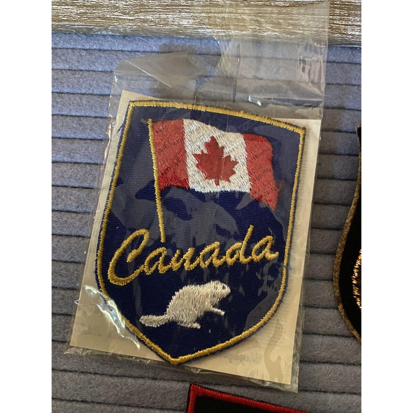 CANADA FLAG MAPLE LEAF BEAVER 2.75" EMBROIDERED PATCH SEW ON BLUE