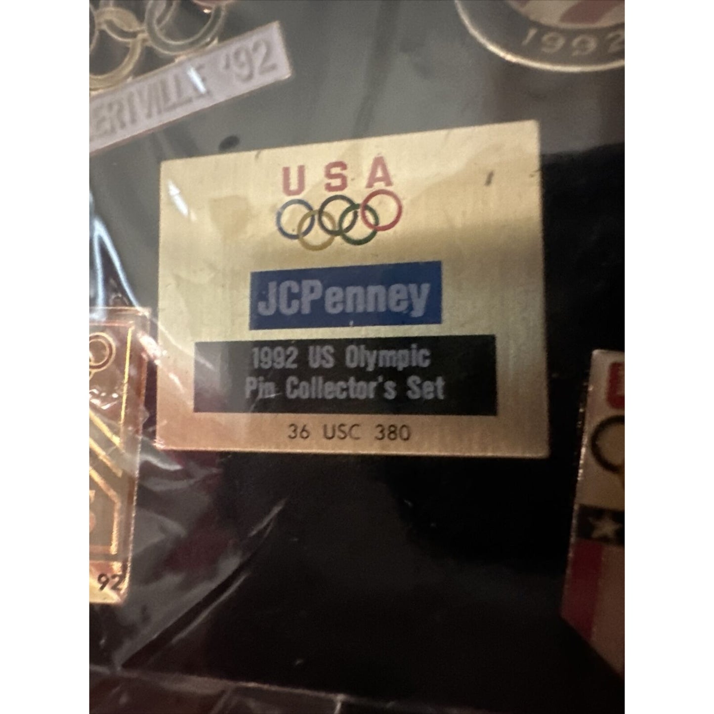 Albertville Olympic 1992 USA JC Penny CBS Pin Collectors Case 5 Pins