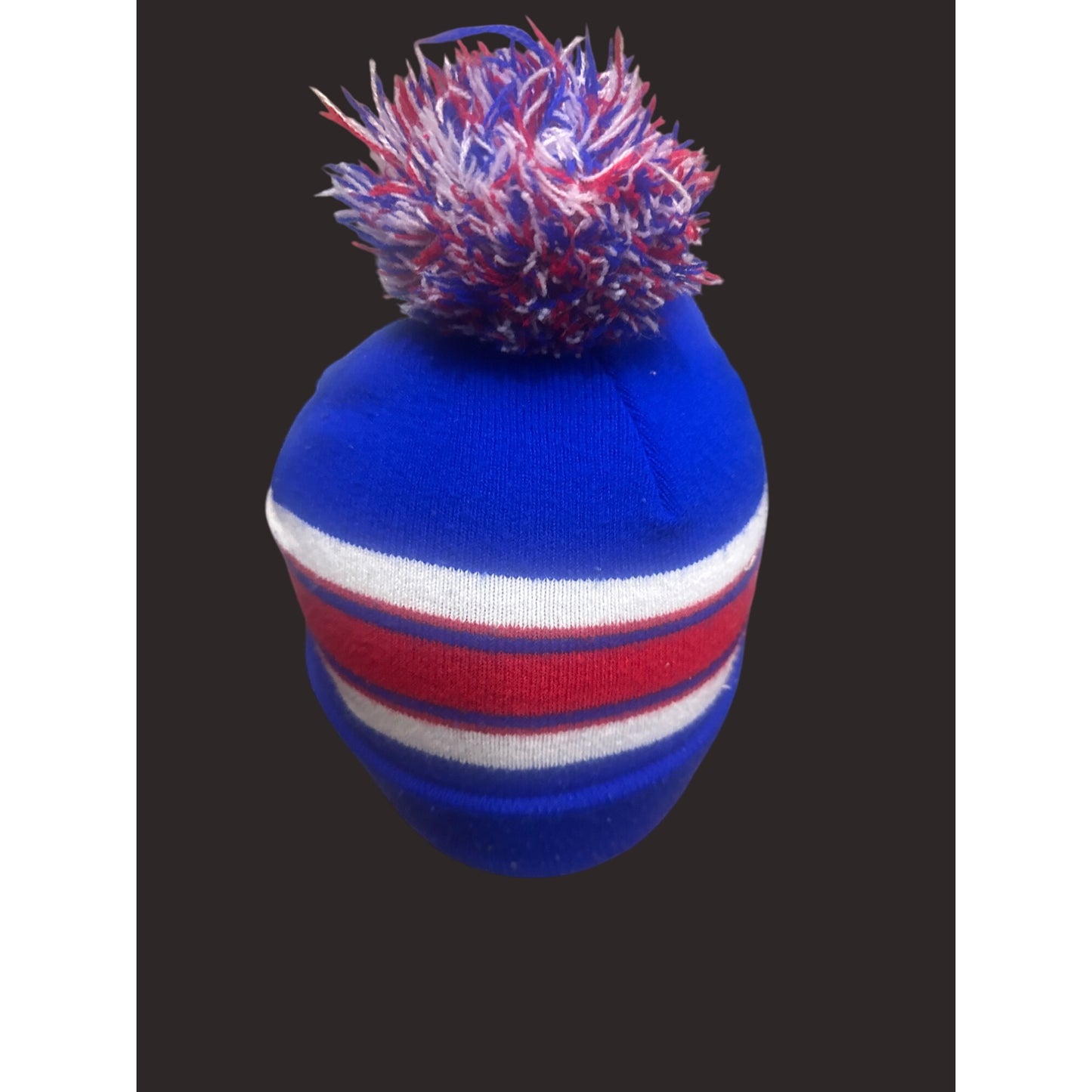 Chicago Cubs Knit Beanie Hat With Pom Blue/Red Striped Design Warm Winter Adult