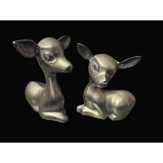 Brass Deer Figurine Set - Mid-Century Collectible Set Of 2 Home Decor